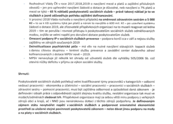 Prohlášení poskytovatelů sociálních služeb k dofinancování sociálních služeb v r. 2019