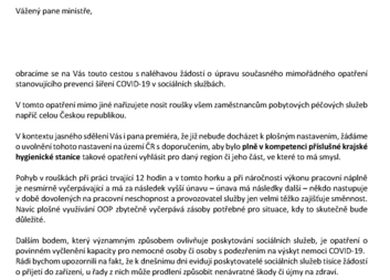 Dopis poskytovatelů sociálních služeb ministru Vojtěchovi