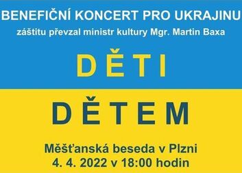 Poděkování za výtěžek z benefičního koncertu plzeňských ZUŠ DĚTI DĚTEM